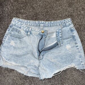 SHEIN Light Blue Distressed Jean Shorts